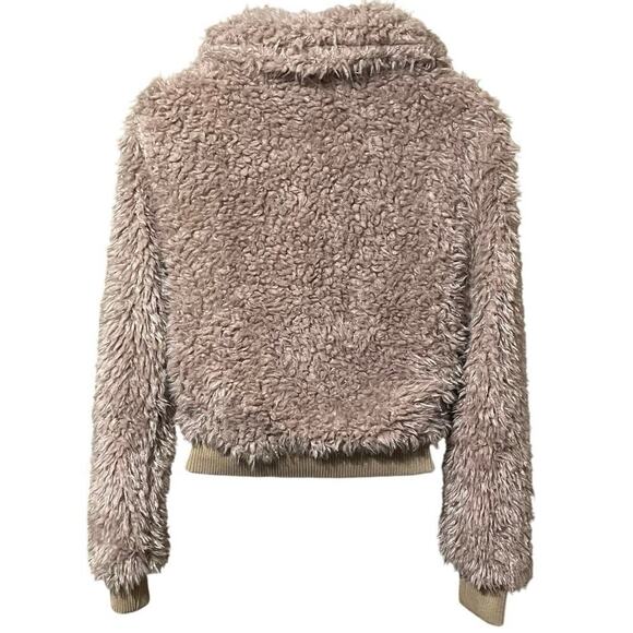 Princess Polly Teddy Cropped Jacket Lined Size 8 Faux Fur Tan Ski Contemporary - Picture 4 of 9